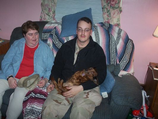 000_0834.jpg
Mother and son, at Jeff Weaver's home, Saltville, VA.  Austin was home on leave from Kuwait and Iraq.  Photo February 2006.
