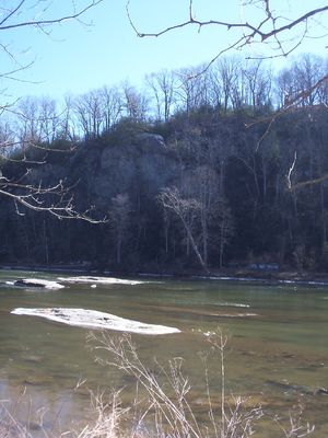 Bridle Creek - Cliffs on New River
The white stuff is ice on the river.  Photo by Jeff Weaver February 2007
