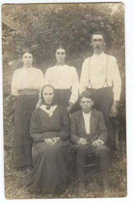 Blevinsmaryjanecalvin.jpg
This is Mary Jane Brown Blevins (daughter of Jackson Brown and Charity Blevins and widow of Fielden Blevins). In the picture back row are her daughters Bashie Blevins and Dorothy Blevins Tolliver and son Roby Curtis Blevins. Mary Jane is in the front row with a boy the family can't identify.  Courtesy of Cheryl Ruzyla [email]m.ruzyla@bresnan.net[/email]
 

