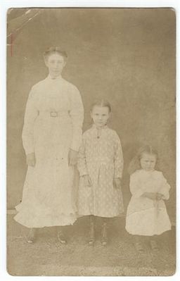 Cessie,Stella_HettieBlevins001.jpg
This is my grandmother Cessie Magdalene Blevins (b. 1901) and her little sisters Stella Mae (b.1906) and Hettie (b.1911) Their parents were Roby Curtis Blevins and Harriet "Hettie" Shatley.   Cessie married John Pendergrass-Barker and moved to McDowell Co. West Virginia. Stella married Edgar William Barker and Hettie married Thomas Brooks.  All of Ashe Co. NC.  Courtesy of Cheryl Ruzyla [email]m.ruzyla@bresnan.net[/email]

 
