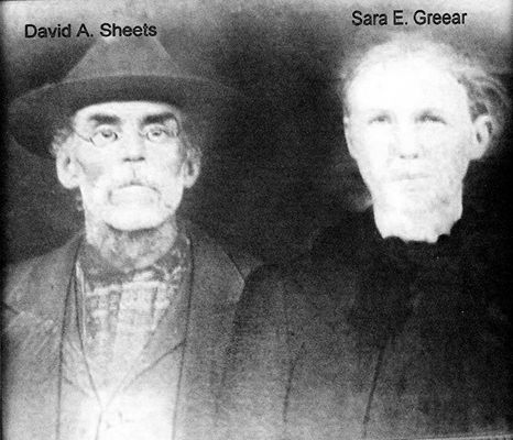 DavidandSarahGreearSheets.jpg
David A. and Sarah Greear Sheets from Grayson Co., VA. David was the son of Calvin and Mary Kimble Sheets, Sarah was the daughter of Hiram and Zarolda Greear. Photo courtesy of Lon Dale Sheets and Ricky Sheets [email]rickysheets@earthlink.net[/email]
