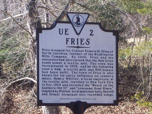 Fries - Historical Marker
Photo by Shawn Dunford.  Courtesy of David Arnold [email]david.arnold@adelphia.net[/email]
