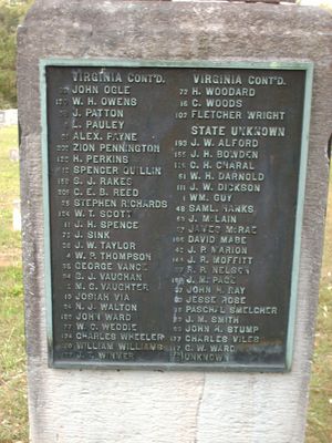 PICT0390.JPG
Taken in the Holston Conference Cemetery, this lists part of the Confederate soldiers in this cemetery.  Photo May 12, 2006 by Jeff Weaver.
