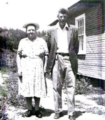 DeBoard, Bob and Alma Blevins.
Bob and Alma Blevins Debord
These were my grandparents
Grassy Creek NC
My grandfather used to run some kind of place that made corn meal.  Courtesy of Mary Testerman [email]marytest@comcast.net[/email]
