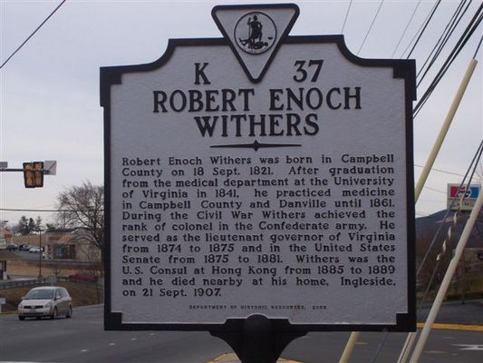 Wytheville - Robert Enoch Withers Historical Marker
Photo by Shawn Dunford.  Courtesy of David Arnold [email]david.arnold@adelphia.net[/email]
