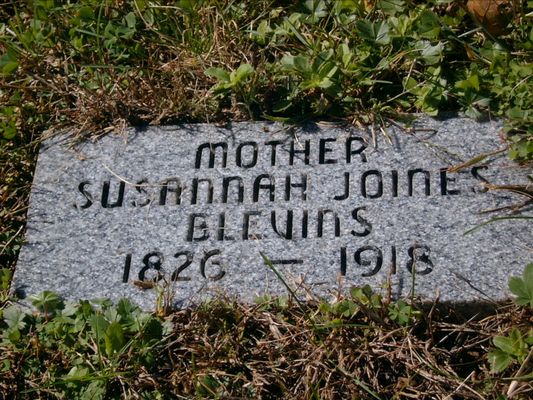 SusannahJoines,Blevins.jpg
Grave marker for Susannah Joines Blevins. Daughter of Thomas H. & Lydia Hoppers, Joines
.....Thomas was brother to our Ezekiel...therefore Susannah was 1st cousin to my Great Grandmother Martha Matilda Joines, Caudill
She was the wife of Andrew Franklin Blevins...
and the mother of ten children, including Rhoda Blevins, Caudill & Squire Blevins. 
Rhoda is supposed to be buried beside or at the foot of her mother. 
Date Taken: November 06, 2004 Courtesy of Nanalee Wrenn [email]nwrenn37@yadtel.net[/email]
