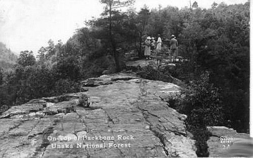 Backbone Rock - Top of Backbone Rock
This ca. 1940 postcard shows a group on the top of Backbone Rock.
