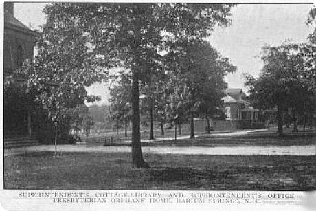 bariumsprings.jpg
This 1908 postcard shows the superintendent's cottage at the Presbyterian Orphanage at Barium Springs.  You can learn more at the website of the [url=http://www.bariumsprings.org/]Barium Springs Home for Children website[/url]
