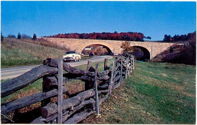 blueridgeparkwayatgalax.jpg
This 1950s postcard shows the Blue Ridge Parkway crossing over Virginia Route 89, 6 miles south of Galax.
