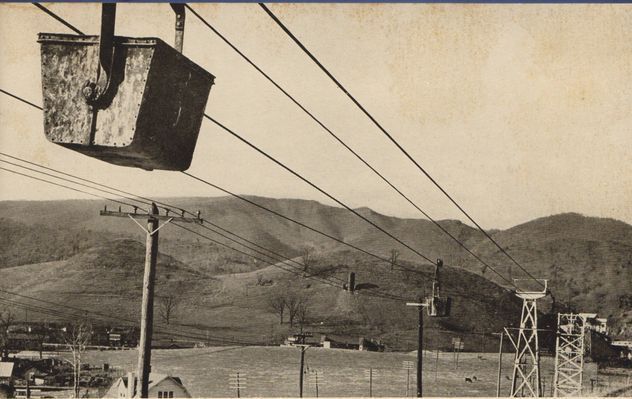 bucketline1942.jpg
This 1941-42 photo shows the aerial tramway, commonly called the Bucket line carrying limestone from the quarries to Saltville.
