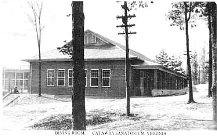 Roanoke - Catawba Sanitarium
This 1930s postcard shows the dining hall at the Catawba Sanitarium, a facility for tuberculosis patients located near Roanoke.
