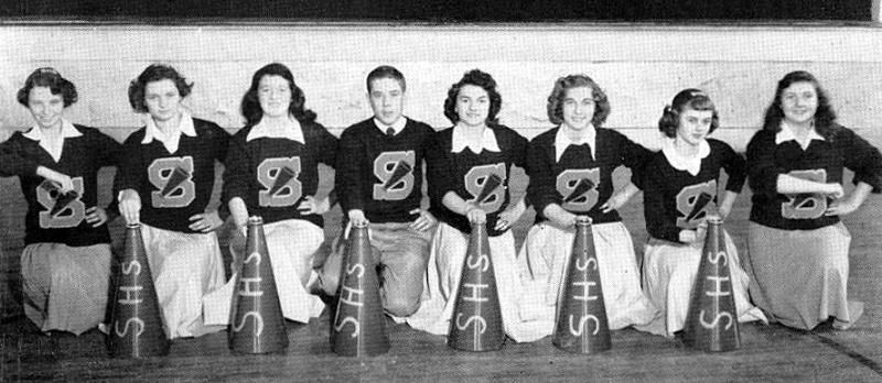 Saltville - Saltville High Cheerleaders 1948-49
SALTVILLE HIGH SCHOOL CHEERLEADERS 1948-49
 
FROM LEFT -  JODY WEAVER,  DORIS CHEEKS,  JUNE BRANHAM,  JACK WOODWARD, BESSIE MAE HAYNES,  ANNIE MAE RECTOR,  JANE SOYARS,  REBA BRANHAM.  Courtesy of Don Smith[email]dsmith1043@comcast.net[/email]
