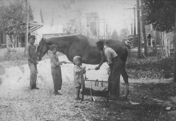 Chilhowie - Chilhowie Blacksmith Shop
Circa 1920, this image is courtesy of Edna Bonham Love.  Note the Model T in the background.
