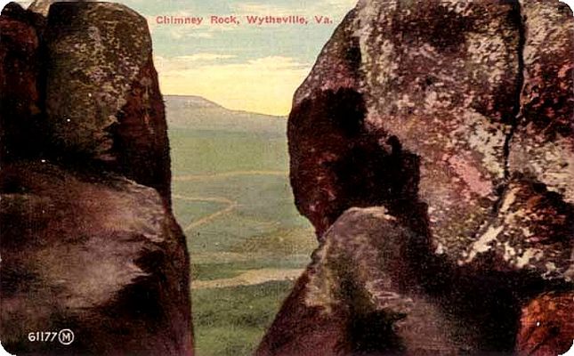 Wytheville - Chimney Rock
This is a circa 1910 postcard showing a closeup of the Chimney Rock.
