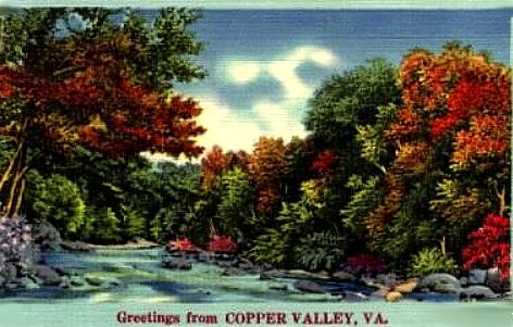 Copper Valley - Fantasy Postcard
This is a fantasy postcard from Floyd County, VA mailed in 1949.
