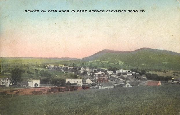 Draper - Bird's Eye View
This circa 1910 postcard shows a bird's eye view of the village of Draper, VA.
