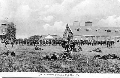 drillftmyer
This is from a circa 1910 postcard view of drill at Fort Myer, VA.
