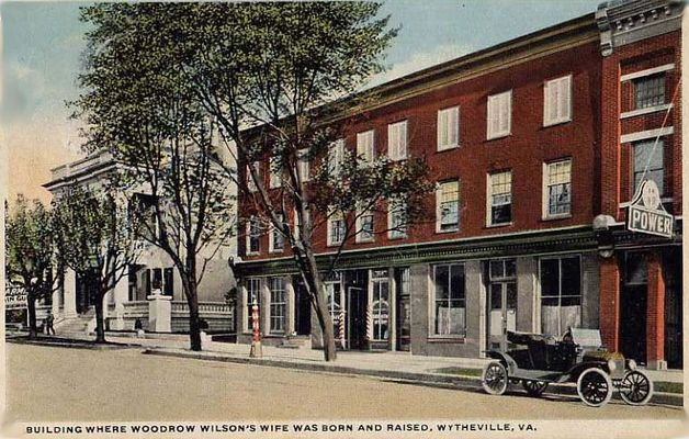 edithwilsonbirthplace.jpg
Edith Wilson was a native of Wythe County and second wife of President Woodrow Wilson. This is from a 1920s postcard. 
