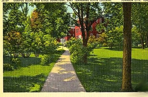 etsu1940s.jpg
This 1940s post card shows a portion of the campus of the precursor of East Tennessee State University.
