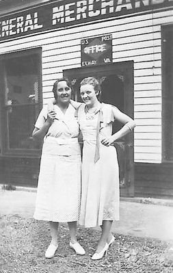 Farris, Lena
LENA FARRIS ON RIGHT / BERTHA ? ON LEFT AT THE ELWAY POST OFFICE. 
 
PICTURE WAS MADE AT ELWAY, VA., IN RUSSELL COUNTY, AROUND 1931. ELWAY WAS NEAR ELK GARDEN AT THE INTERSECTION OF U. S. 19 AND VA. 80.  Courtesy of Don Smith [email]dsmith1043@comcast.net[/email]



