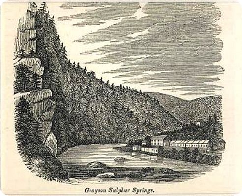 Fries - Grayson Sulphur Springs
From Howe's 1846 History of Virginia.  This resort is present day Carroll County not far from Fries in Grayson County.
