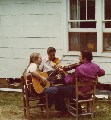 Hash, Albert, Spencer Thornton & Emily
This photo of Albert Hash (center); Emily Spencer (left) and Thornton Spencer (right) was taken on July 2, 1978 at Maggie Spencer's birthday party.  Photo by Jeff Weaver
