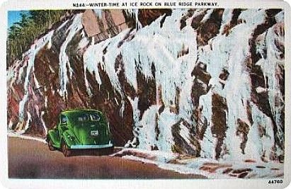 icerock.jpg
This is a 1940s era linen postcard showing the Ice Rock alongside the Blue Ridge Parkway in Ashe County, NC.
