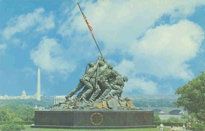 iwojima
This is a 1960s era postcard, showing the Iwo Jima Memorial, and the Washington Monument in Washington, DC in the background.
