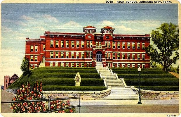 Johnson City - Johnson City High School
From a linen era (1930-45) postcard.
