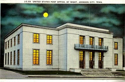 jctpo1930s.jpg
This is a night time image of the 1930s vintage postoffice in Johnson City.
