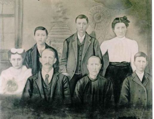 jeffbaldwinfam.jpg
Here is another old photo.  Jefferson Franklin Baldwin (1862-1926)  (son of Hiram & Julia Ann Osborne Baldwin), Mary Elizabeth Denny Baldwin (1861-1935), children L-R: Lockie Louvenia, William Madison, Hiram Curtis "Curt", Rosie, & John H. Baldwin. Courtesy of Irene Baldwin [email]ibaldi@erols.com[/email]

