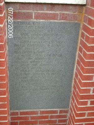 july2006pic 028.jpg
Photo July 22, 2006, showing half of the monument listing the burials in this cemetery.  Double click to enlarge to read the names.
