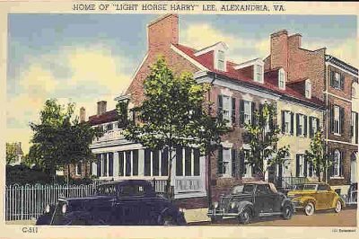 leehousealexandria
This is a 1930s postcard of the home of Light Horse Harry Lee, father of General Robert E. Lee.
