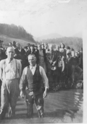 lester33.jpg
This late 1930s photo shows Floyd Kestner (right) and Ralph Noonkester (left) in Cedar Branch after baptizing several candidates.
