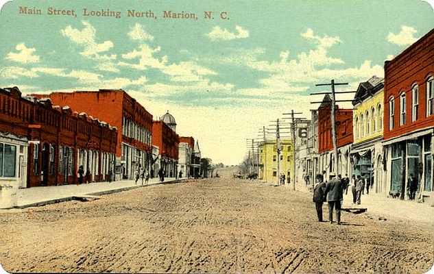 Marion - Main Street
This is a 1908 postcard view of main street in Marion, NC.
