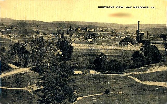 Max Meadows - General View
This is a circa 1910 postcard showing a general view of Max Meadows.
