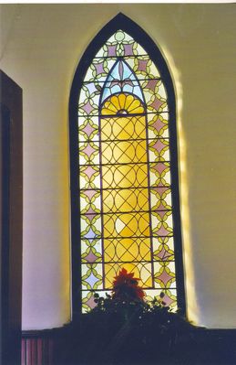 Saltville - Madam Russell Church Stained Glass Window
This photo by Jerry W. Catron was taken on December 24, 2006 and shows one of the stained glass windows in Madam Russell United Methodist Episcopal Church.
