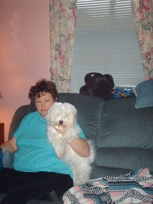 pics 187.jpg
This photo, taken September 30, 2006, shows Patti Weaver with Leo.  Leo joined our family on this day.  He is a Coton de Tulear, a rare breed dog from [url=http://www.siriuscotons.com/]Sirius Cotons[/url] of Pikeville, Kentucky.
