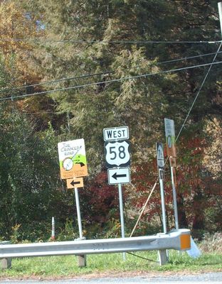 pics 240.jpg
These new signs have gone up recently on US 58 proclaiming it "The Crooked Road."  Photo October 8, 2006 by Jeff Weaver.
