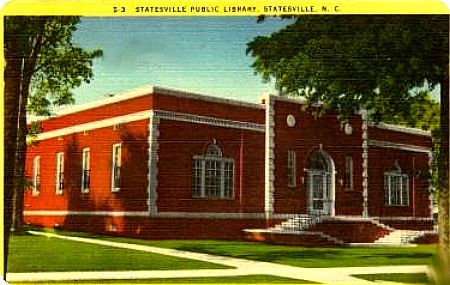 publiclibrary.jpg
This is from a circa 1940 postcard. [url=http://www.iredell.lib.nc.us/default.htm]Click here for the Iredell County Public Library Website.[/url]
