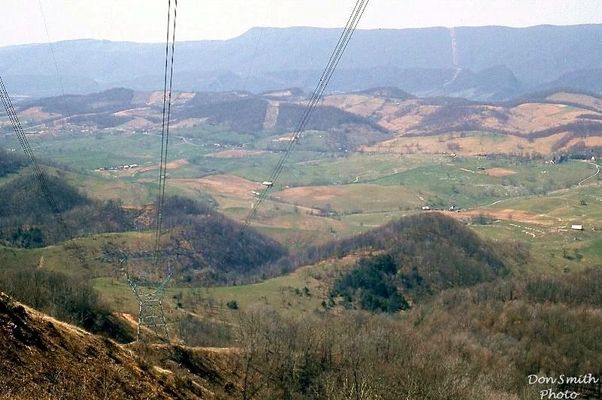 Rich Valley = View from Walker Mountain
LOOKING  NORTHWEST  FROM  APCO  765  kV  POWER  LINE  ATOP  WALKER  MT. TOWARD  RICH  VALLEY  AND  CLINCH  MT.  /  SMYTH  COUNTY,  VA.  /  APRIL 10, 1977.  Courtesy of Don Smith[email]dsmith1043@comcast.net[/email]
