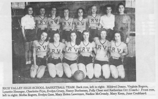 Rich Valley - Girls Basketball Team
This is the 1946 Rich Valley High School Girls Basketball Team.
