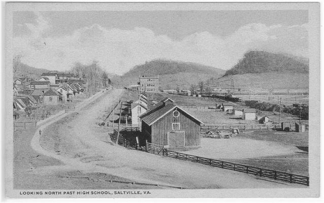 saltvilleschool1910a.jpg
This circa 1910 postcard shows the 1905 Saltville High School in the background.  This is a view looking northeast along what is now West Main Street.
