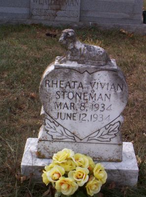 Oldtown - Stoneman, Rheata Gravemarker
Children of Earnest V. "Pop" Stoneman and wife Hattie Frost Stoneman, famous Stoneman Family of country music history.  Ballard Cemetery, Oldtown Dist. Grayson County, VA.  Courtesy of David Arnold [email]david-arnold@comcast.net[/email]


