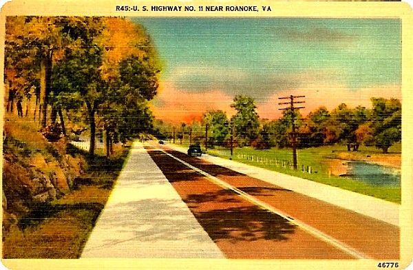 Roanoke - U.S. 11
In the days before Interstate 81 was built, U.S. 11 was the main North-South thoroughfare in western Virginia. Many New River familues traveled this road to cities in the north looking for work during the Great Depression and World War II eras.
