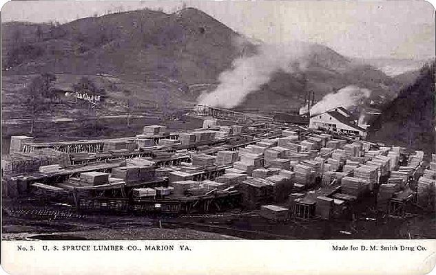 ussprucelumber1908.jpg
This 1908 postcard shows the lumber yards for the U.S. Spruce Lumber Company at Marion, VA.
