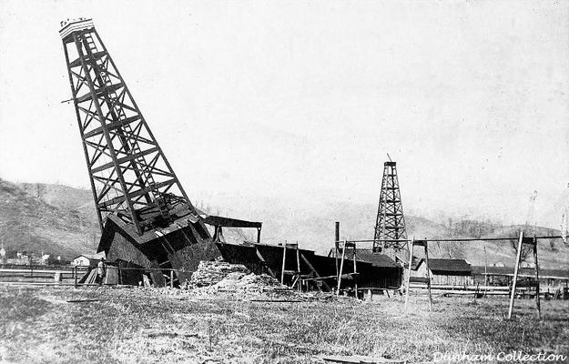 wellfieldtrouble1910.jpg
This circa 1910 photo shows a well derrick in a state of collapse.  Courtesy of Don Smith [email]dsmith1043@comcast.net[/email]
