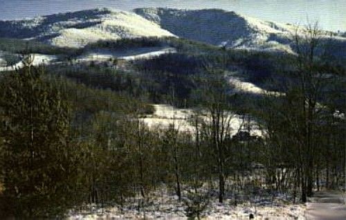 Konnarock - View of Whitetop from Konnarock
This postcard dates from the 1970s and shows Whitetop Mountain living up to its name.
