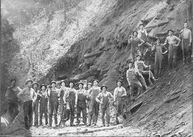 workcrew.jpg
This is a photo that I got from my grandfather Hartsoe, he thinks it's when people used to have to do highway work for free, this may be a photo of when they worked on Highway 88 (do you know when Hwy 88 was built?). As for the year, his father looks like he's in his 20s which would make it circa 1910. Grandfather Hartsoe lived on Mill Creek (the one near Warrensville). Courtesy of Regina McCoy-Hopper

