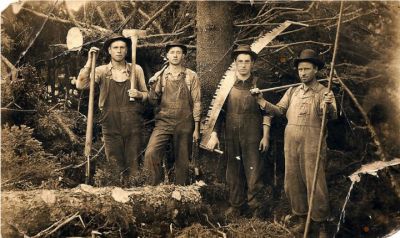 Loggers from Whitetop VA
This is a picture my mom had of her father, Roe A Shepherd from Whitetop VA. He is the second man from the left. Does anyone know any of the others? 
